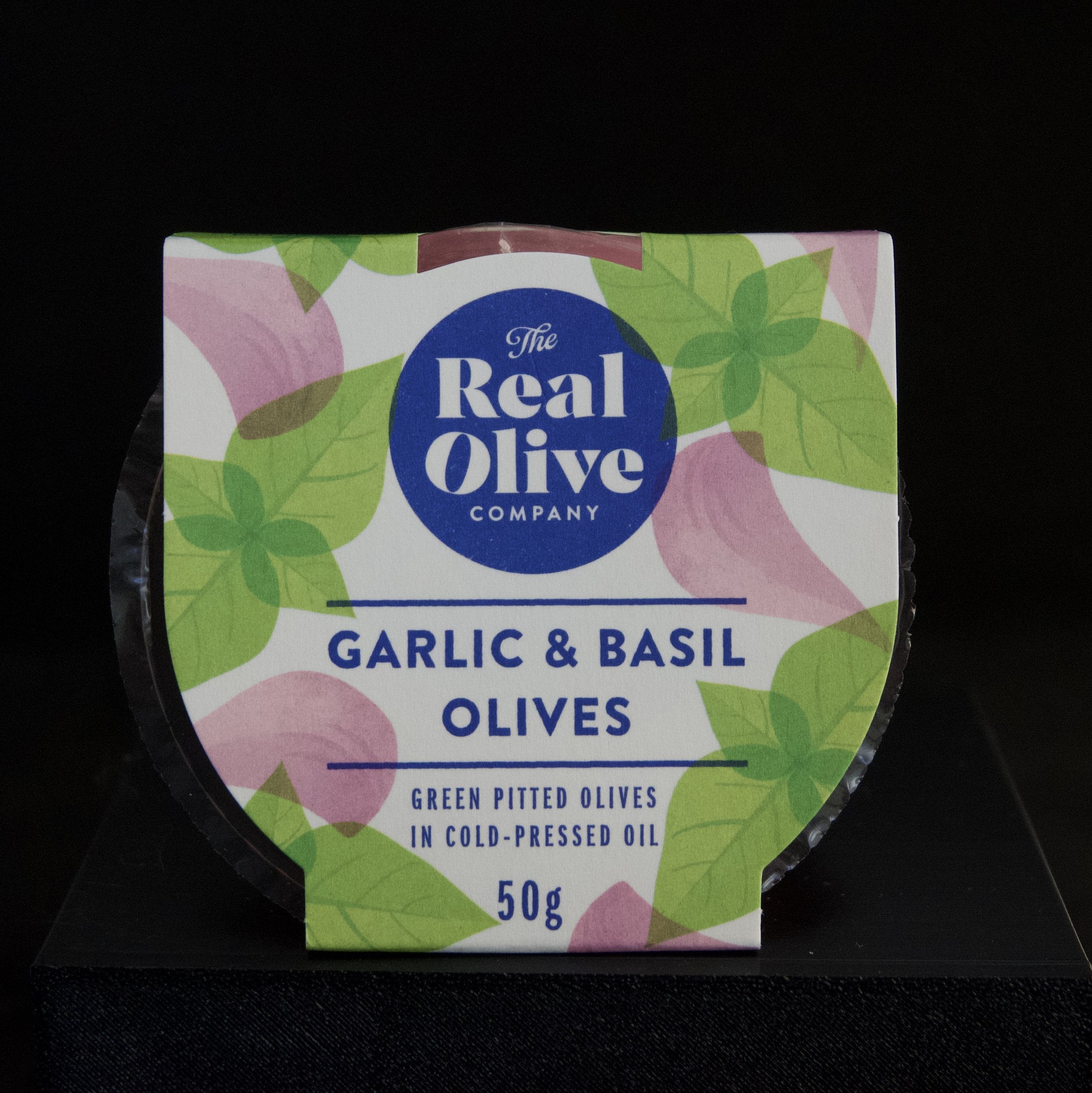 The Real Olive Co Garlic & Basil Olive Snack Pots